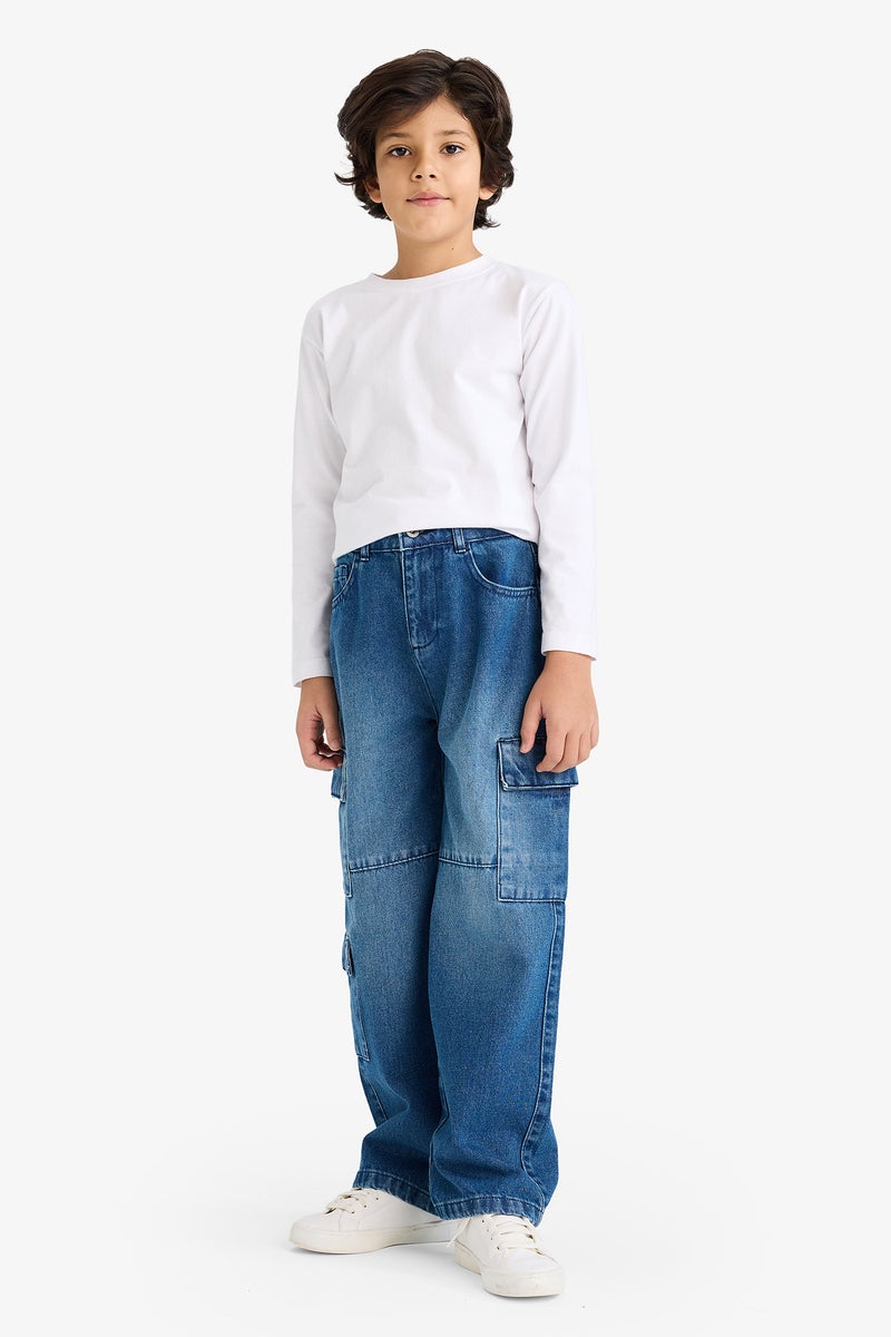 DeFacto Blue Boy Boy Wide Leg Straight Leg Jeans Casual - Image 2